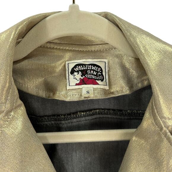 Wallflower San Francisco Vintage Metallic Gold Fringe Denim Jacket – Size Small - Picture 6 of 7